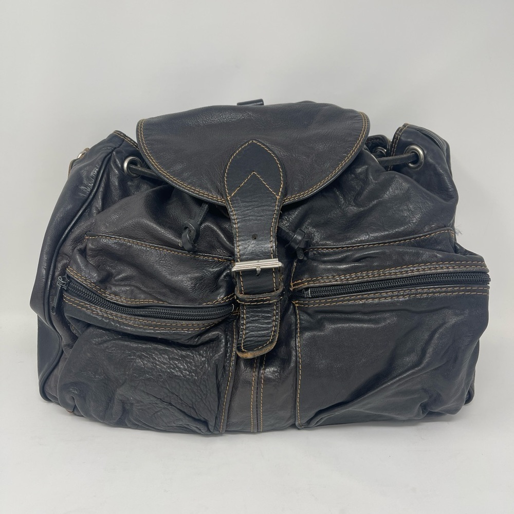 RUGBY CANADA Pebbled Leather Convertible Backpack
